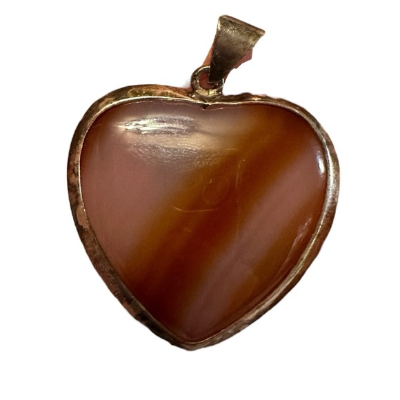 Vintage Scottish Agate Heart Pendant W/Sterling Setting - Picture 2 of 6